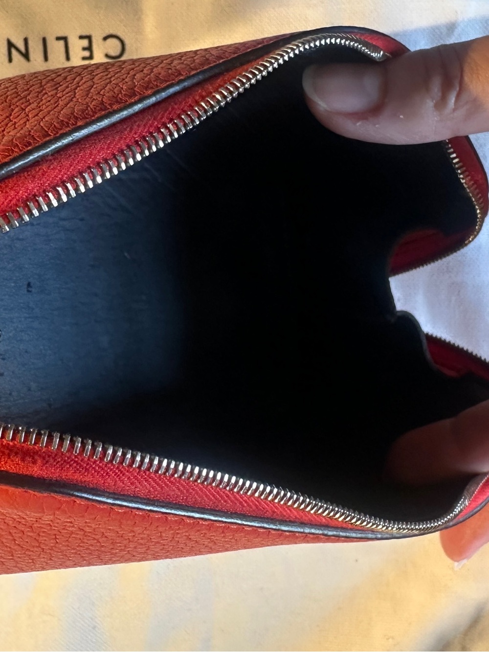 Celine Red Leather Cosmetic Pouch - Picture 6 of 15
